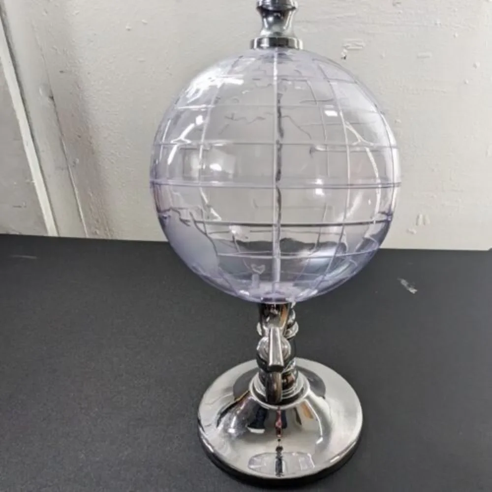 Godinger Silver Art Co. Plastic Globe Decanter Metal Base‎ 13” Liquor Dispenser